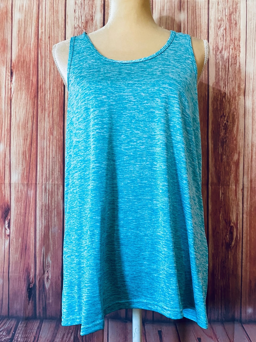 Women’s XL Tank Top Real Essentials Blue Racerback Scoop Neck Silky Stretch